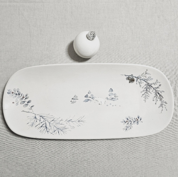 Pfaltzgraff Winter Frost Vintage Oval Platter Christmas Holiday White Blue 16" - Picture 2 of 7